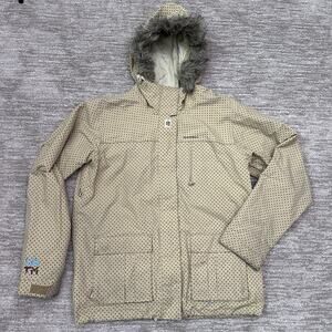 Special Blend Jacket Womens Large Brown Polka Dot 10K Hooded Faux Fur Snowboard